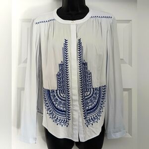 Anthropologie Akemi + Kin Iris Embroidered Buttondown Blouse